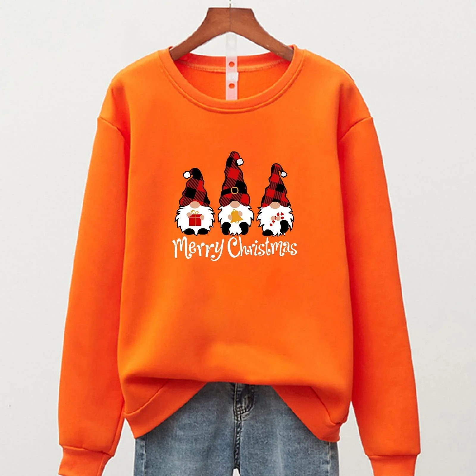 Жіноча Різдвяна Толстовка з круглим вирізом і довгим рукавом з принтом, фото №4 Жіноча Різдвяна Толстовка з круглим вирізом і довгим рукавом з принтом, фото №4