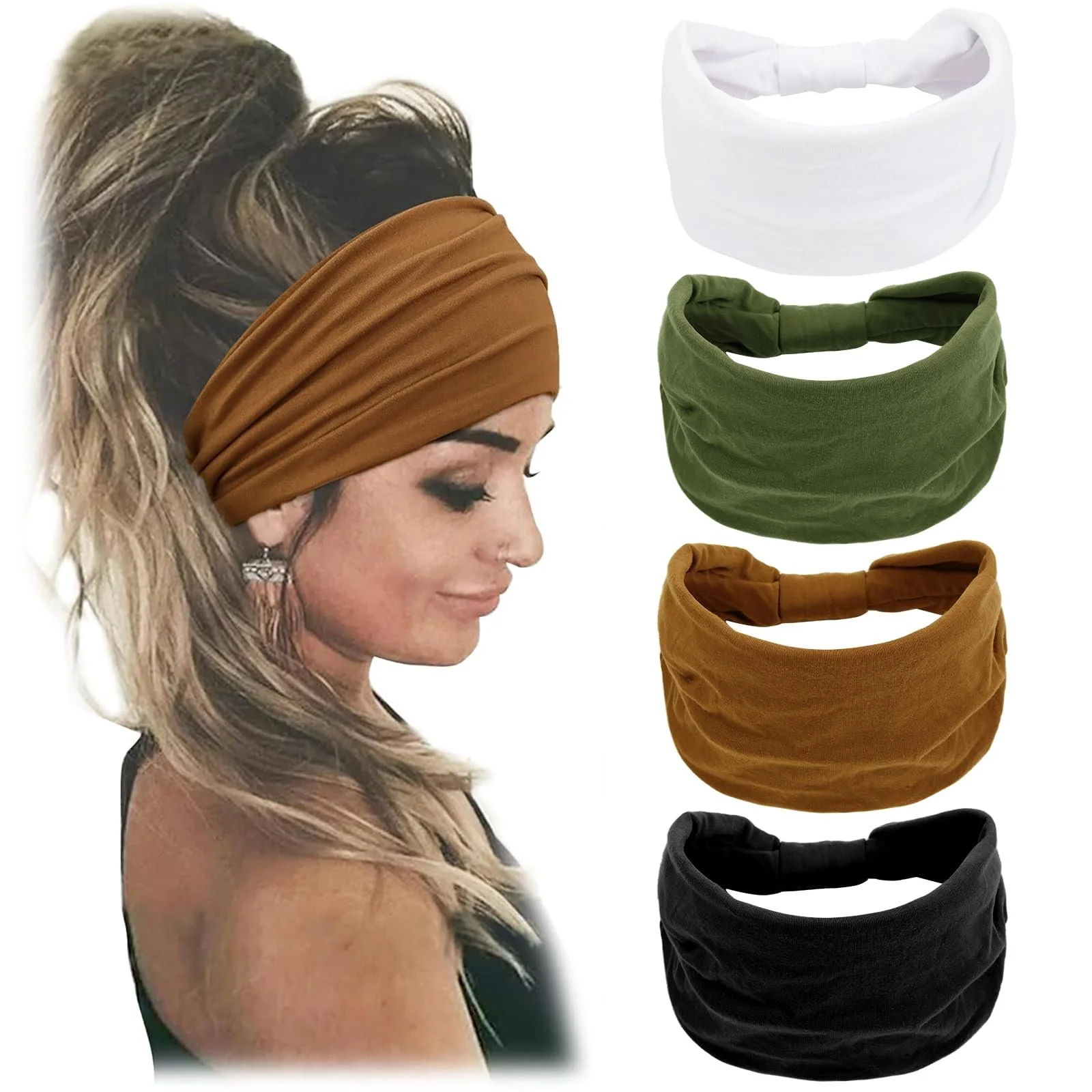 Пов'язка на голову WOVOWOVO, еластична, м'яка, дуже широка, фото №1 Пов'язка на голову WOVOWOVO, еластична, м'яка, дуже широка, фото №1