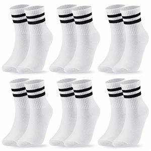 Носки хлопковые спортивные с полосками, 6 пар, размер 36-43 - Фото 1