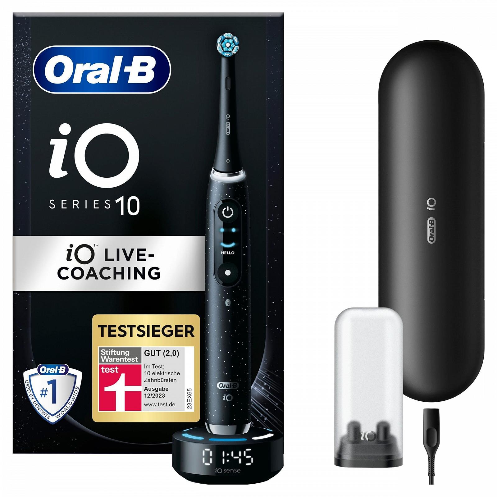 Электрическая зубная щетка Oral-B iO Series 10 Luxe Edition, магнитная технология, 7 режимов чистки, iOSense, цветной дисплей, дорожный чехол с зарядкой, черный, фото №1