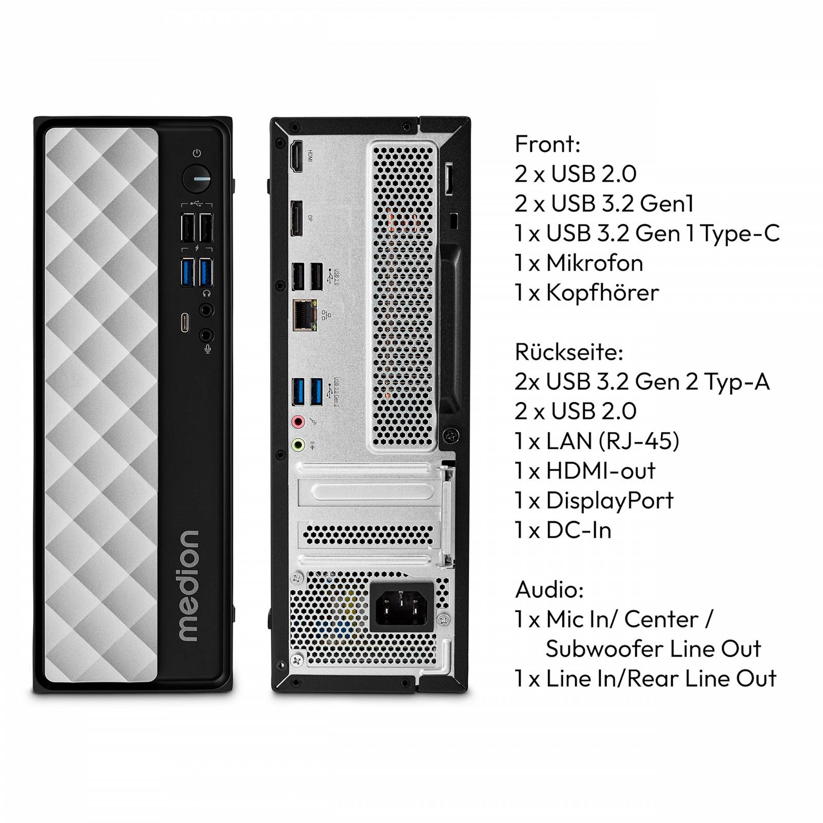 Мини ПК MEDION T80 (Intel Core i7-12650H, 16GB DDR4 RAM, 512GB SSD, Intel UHD, WLAN, Win 11 Home), фото №6