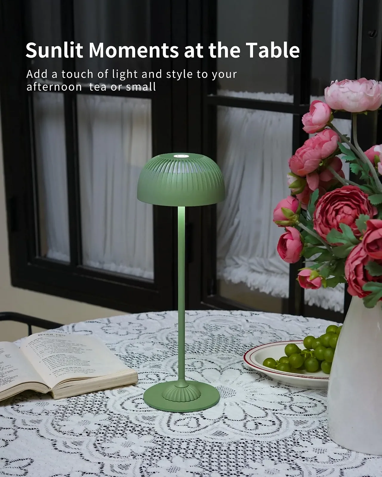 Настільна лампа Акумуляторна сенсорна регульована яскравість 5200 мАг 3 режими світла IP54 2 шт. Зелений, фото №5