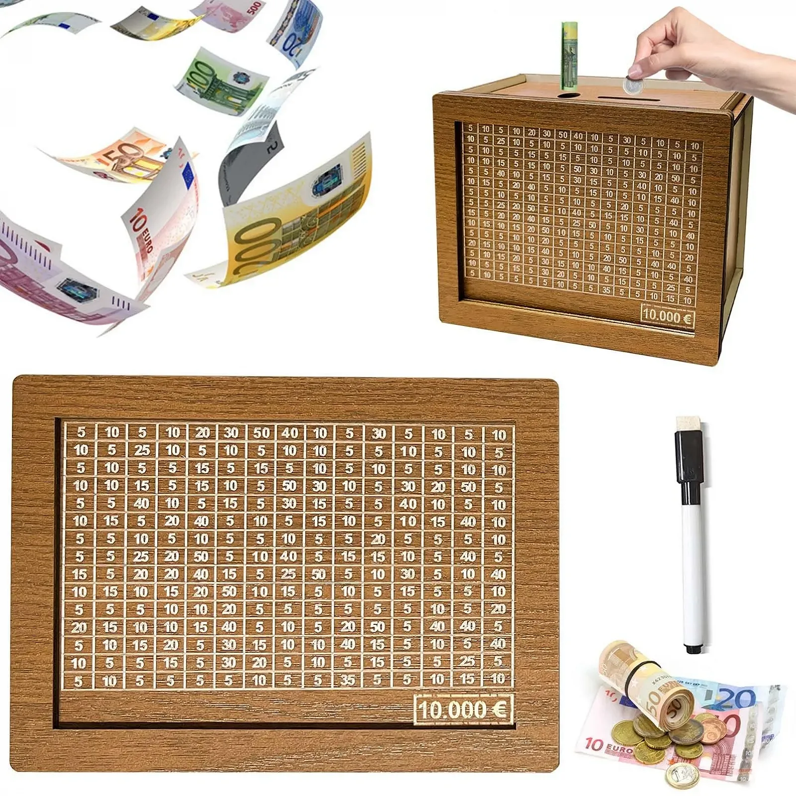 Скарбничка Wooden з лічильником 10 000 Євро Ретро, фото №1