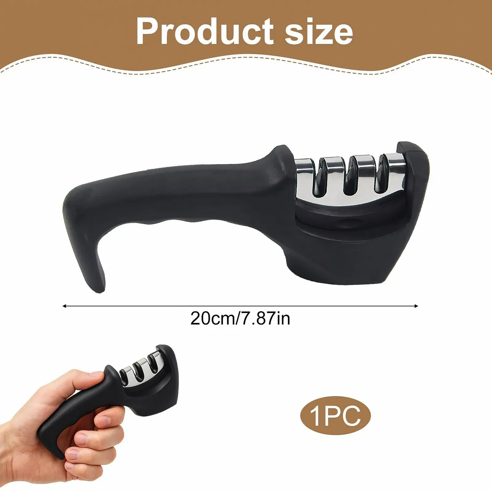 Точило для ножів ручне 3-ступінчасте професійне для кухні, фото №2 Точило для ножів ручне 3-ступінчасте професійне для кухні, фото №2