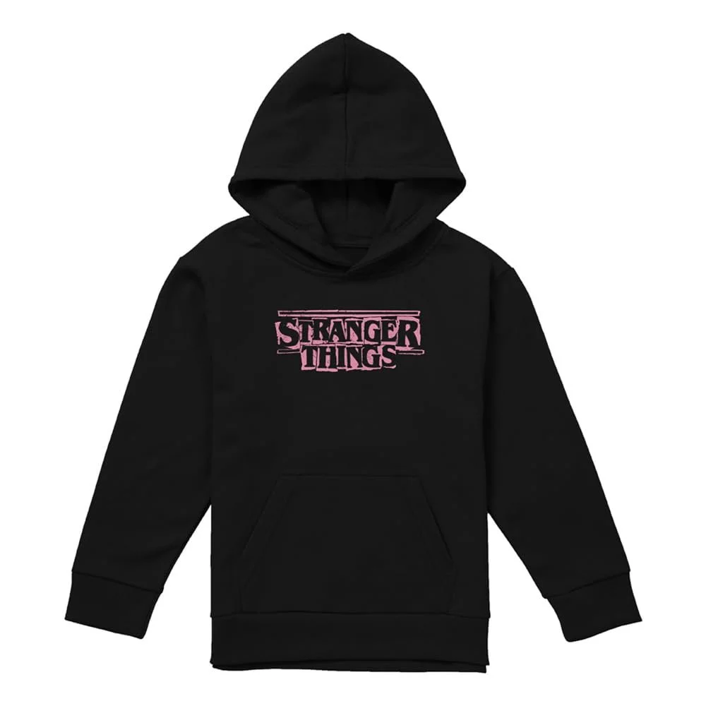 Худи Stranger Things Unisex Детский Stranger Things Punk-Logo Розовый Подростковый Детский для Мальчиков/Девочек Пуловер Черный, фото №1