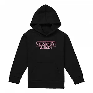 Худи Stranger Things Unisex Детский Stranger Things Punk-Logo Розовый Подростковый Детский для Мальчиков/Девочек Пуловер Черный - Фото 1