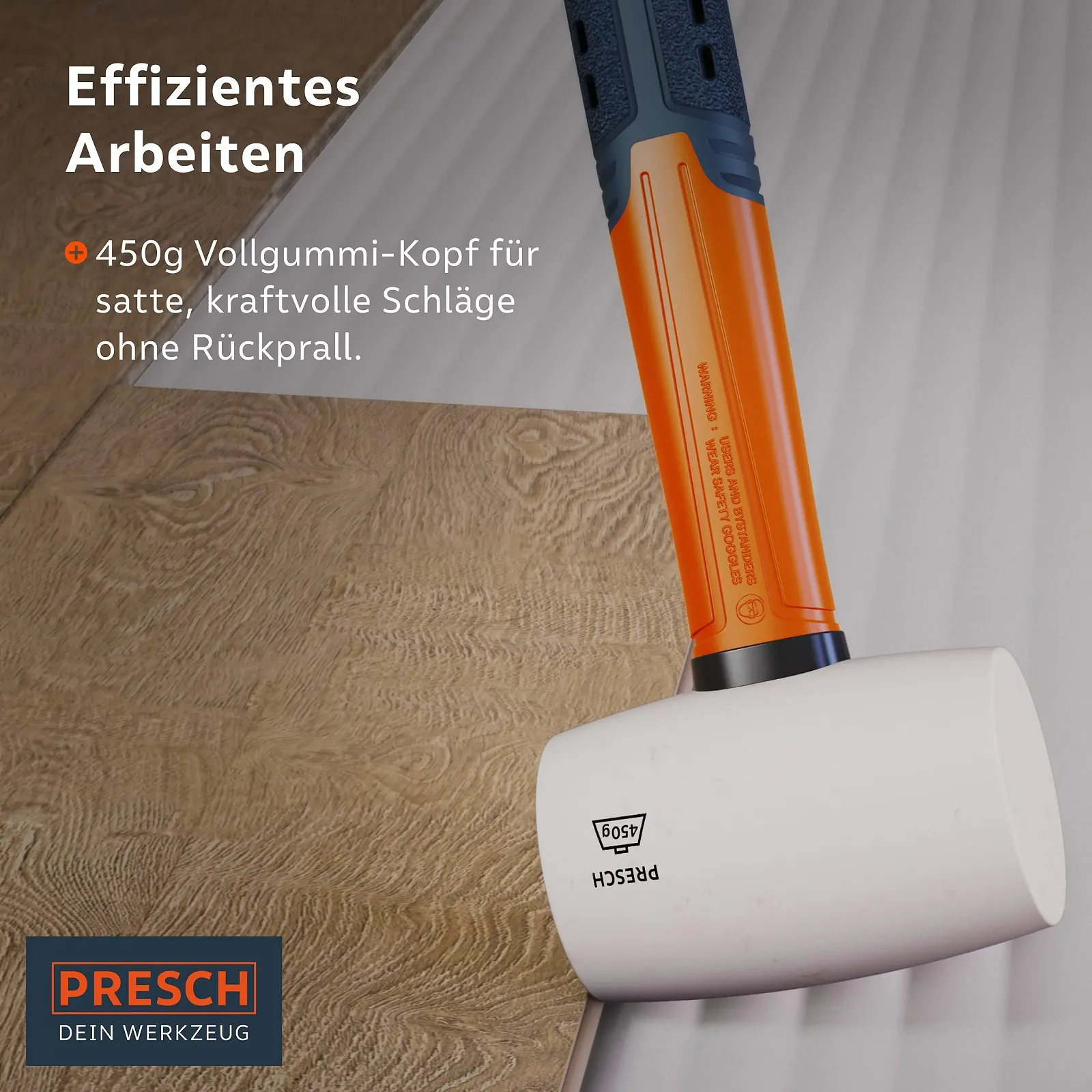 Киянка резиновая PRESCH 450 г стекловолокно 55 мм Белая, фото №3