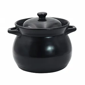Керамічний горщик для рису та супу жаростійкий Чорний - Фото 1