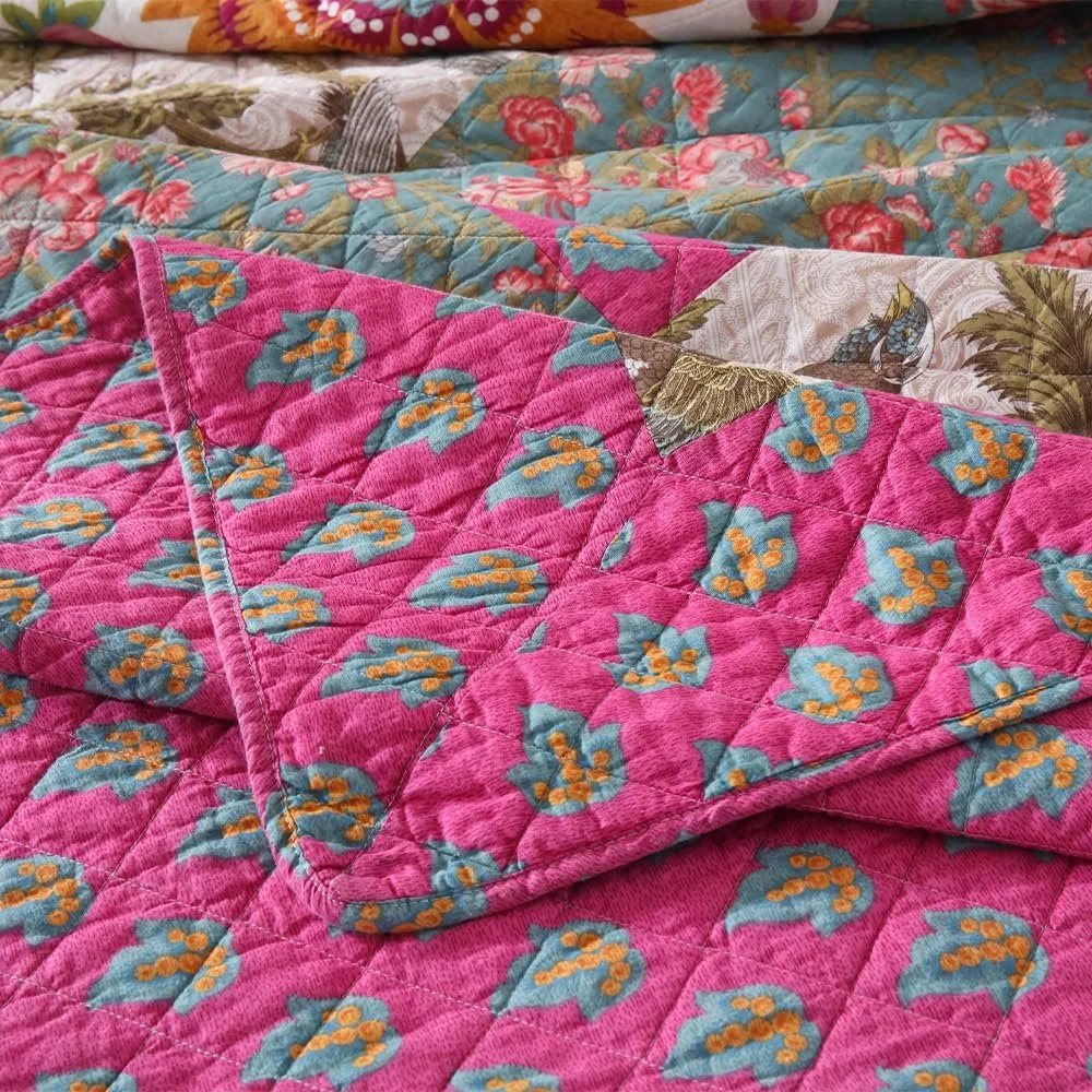 Покрывало VISIMISI 240 x 260 см, комплект постельного белья 250 x 270 см, хлопковое одеяло с 2 наволочками, лоскутный стиль с цветочным узором, цветное покрывало в стиле пейсли, стеганое для двуспальной кровати, фото №8