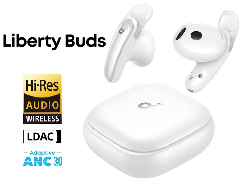 Безпровідні навушники Anker Soundcore Liberty Buds White LDAC Hi-Res ANC AI Translation, фото №1 Безпровідні навушники Anker Soundcore Liberty Buds White LDAC Hi-Res ANC AI Translation, фото №1
