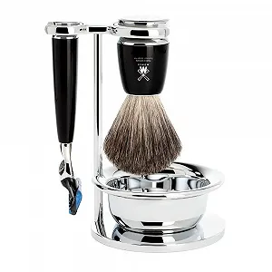 Набор для бритья MÜHLE RYTMO Pure Badger Hair / Fusion 4 предмета Смола Белый/Черный - Фото 1
