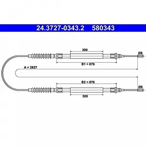 Трос стояночного тормоза ATE 24.3727-0343.2 задний - Фото 1