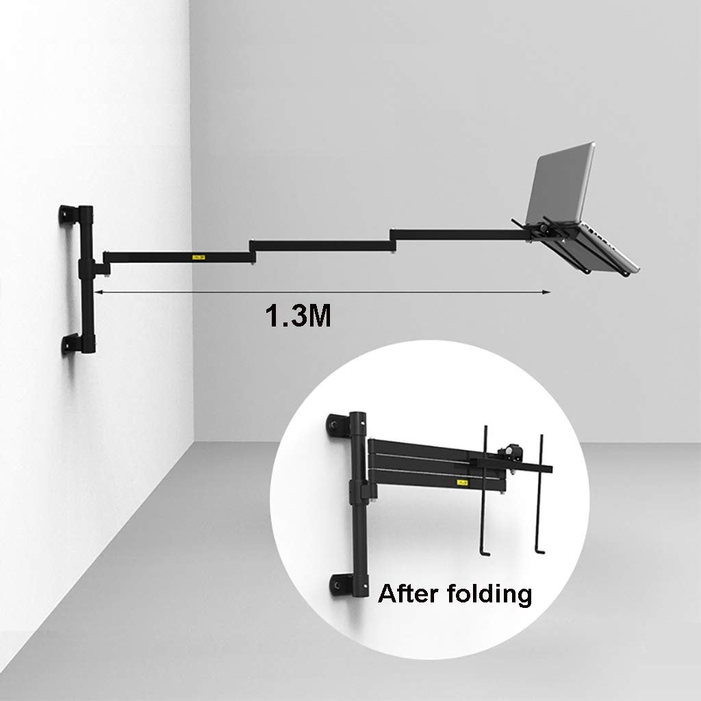 Настінна підставка для ноутбука, складана на ліжко, регульований по висоті тримач, для комп'ютерів до 17 дюймів, вантажопідйомність 10 кг, фото №2