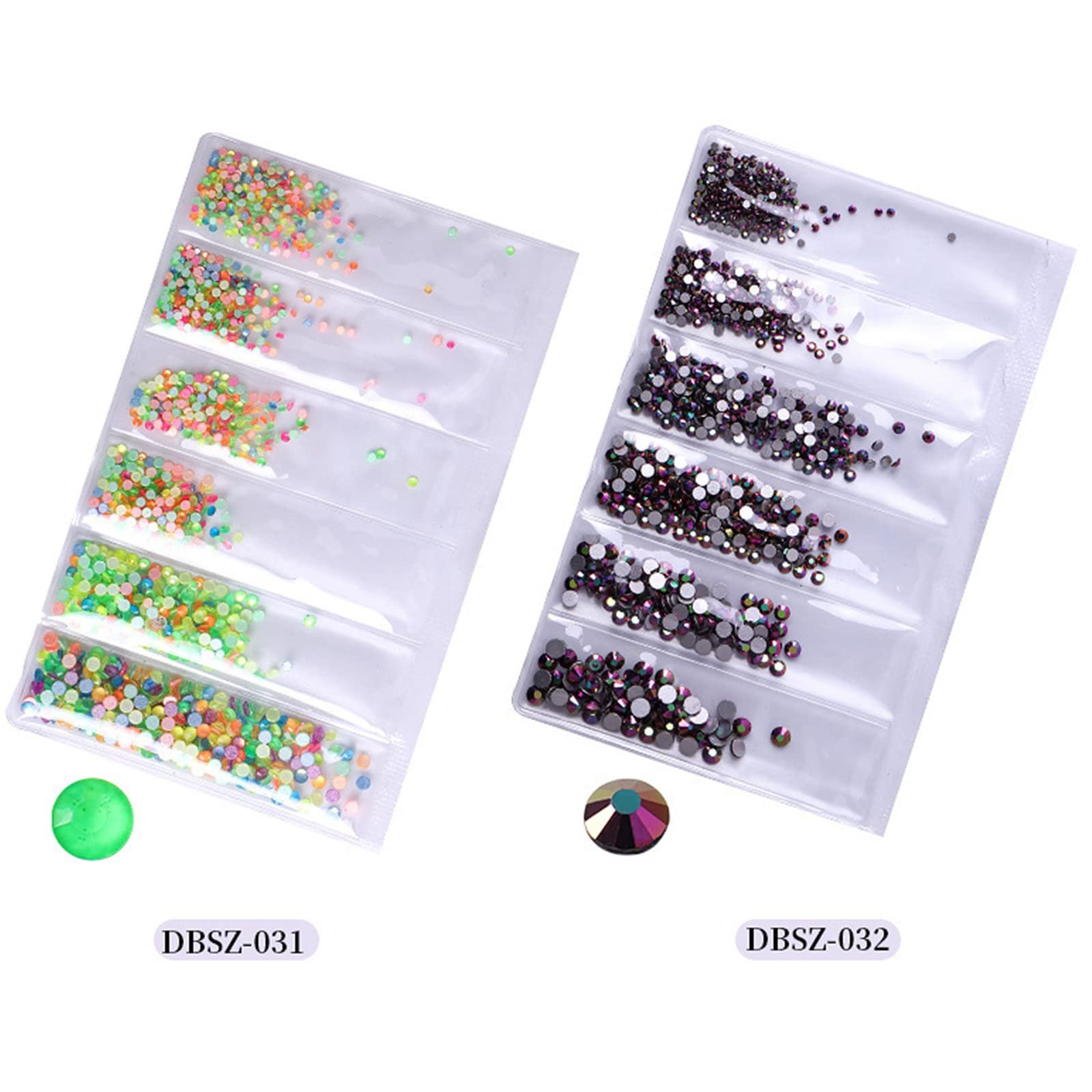 Стрази Klare кристалічні для нігтів, змішані, плоска задня частина, стрази для художніх виробів, фото №3