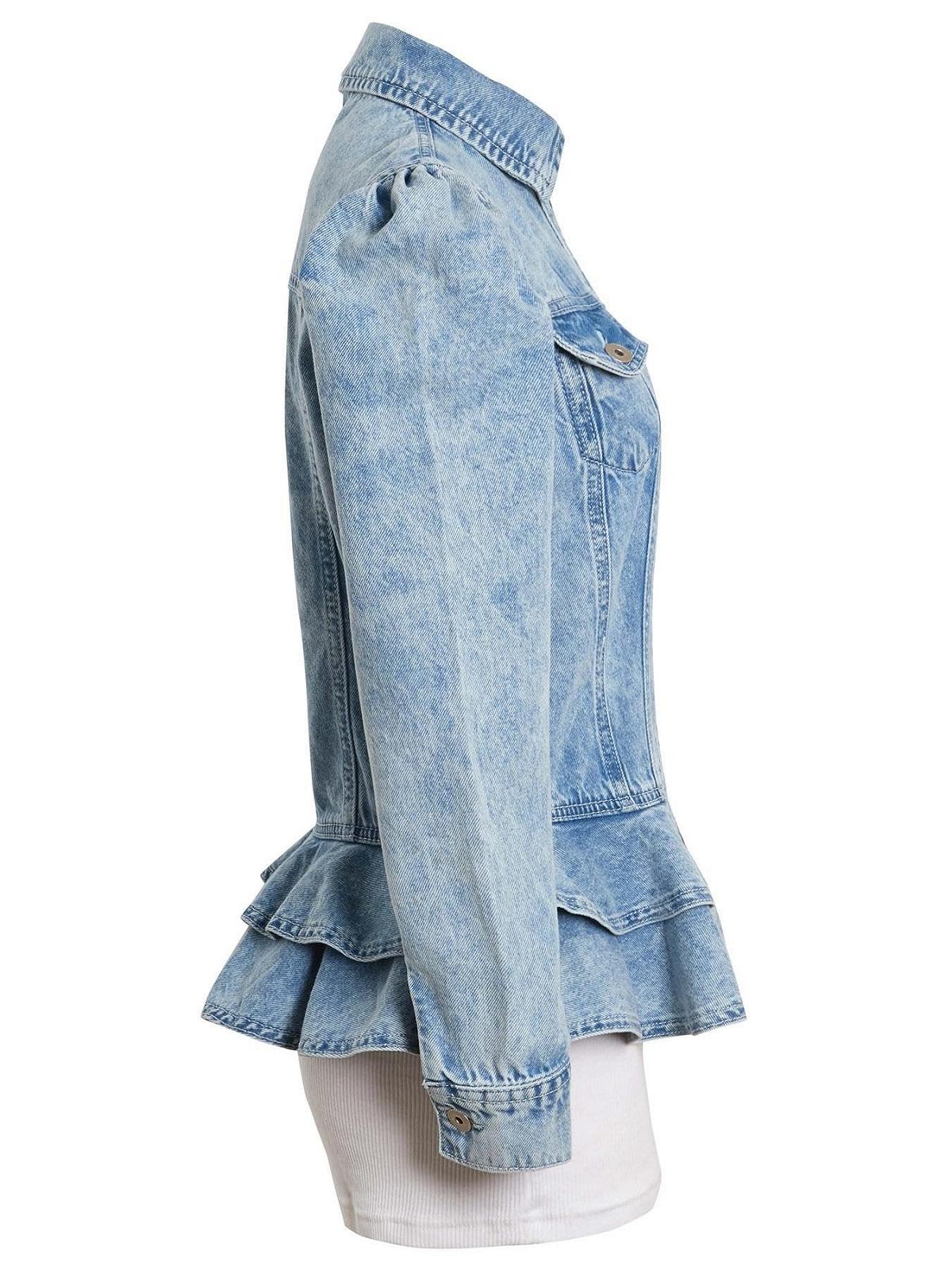 Женская джинсовая куртка с пышными рукавами SS7 Peplum, фото №4