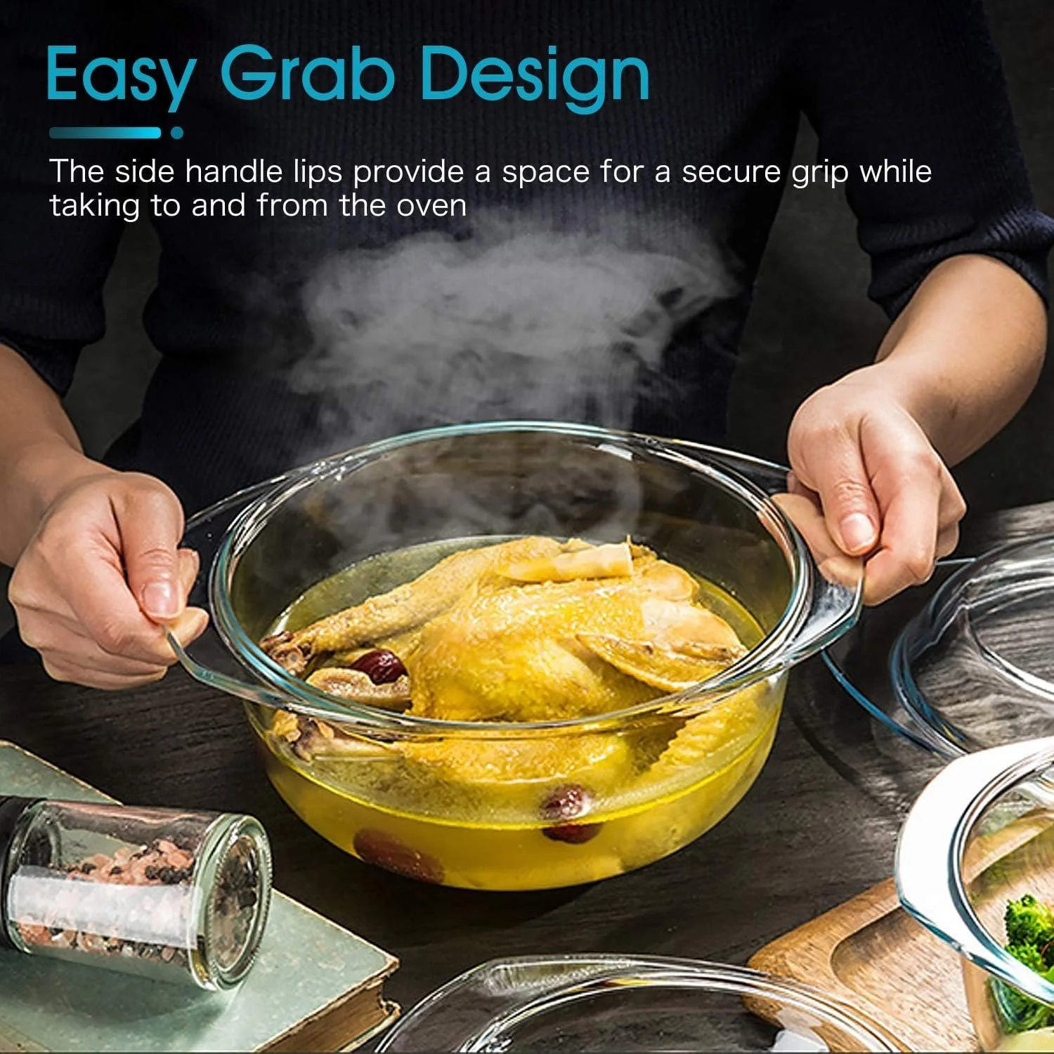 Форма для запекания NUTRIUPS Стеклянная с крышкой Круглая 2.5 л 20 см, фото №4