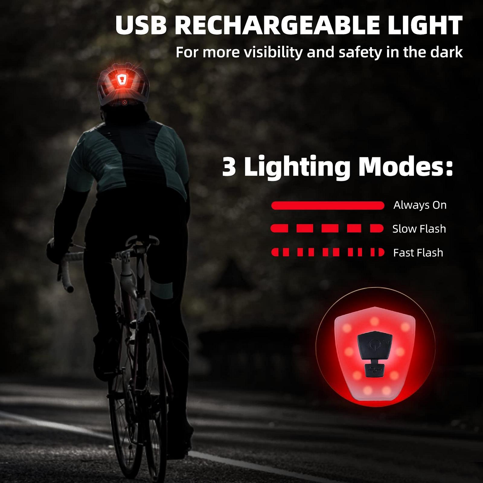 Шолом велосипедний KINGLEAD для дорослих, чоловіків та жінок, з USB LED підсвічуванням, магнітними окулярами та знімним козирком, фото №3