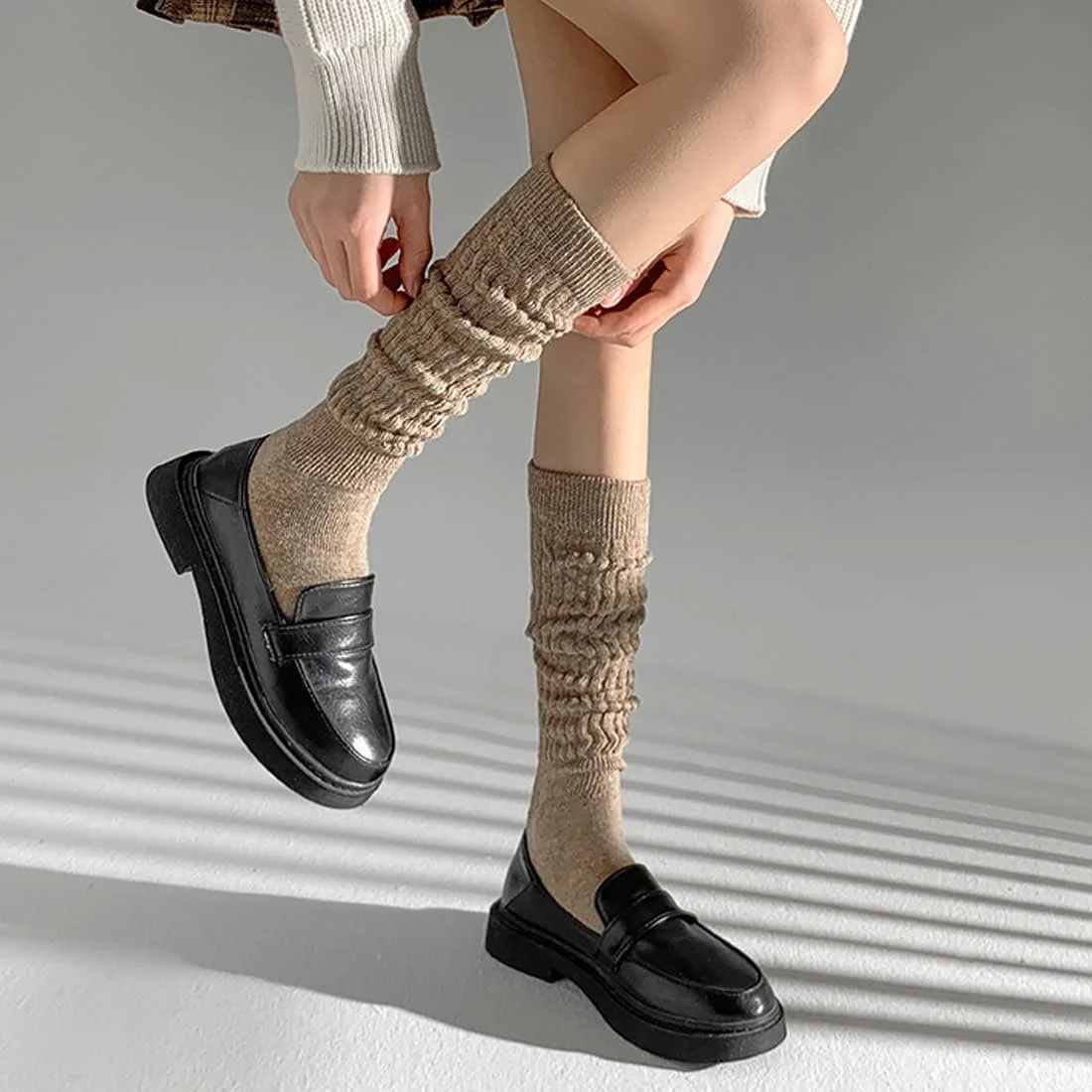 Жіночі гольфи 3 пари Бавовна М'які в'язані шкарпетки, фото №5 Жіночі гольфи 3 пари Бавовна М'які в'язані шкарпетки, фото №5