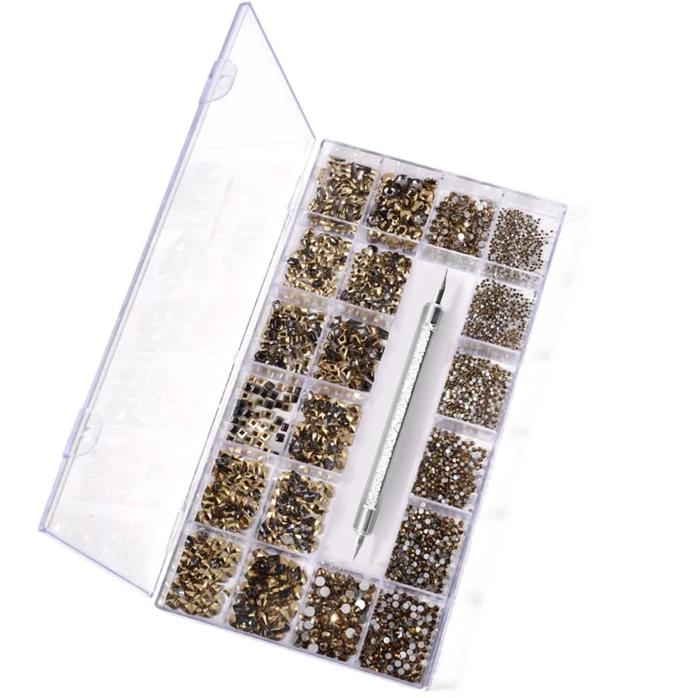 Набір кришталевих страз для нігтів, різні форми скло 3D діаманти, фото №2