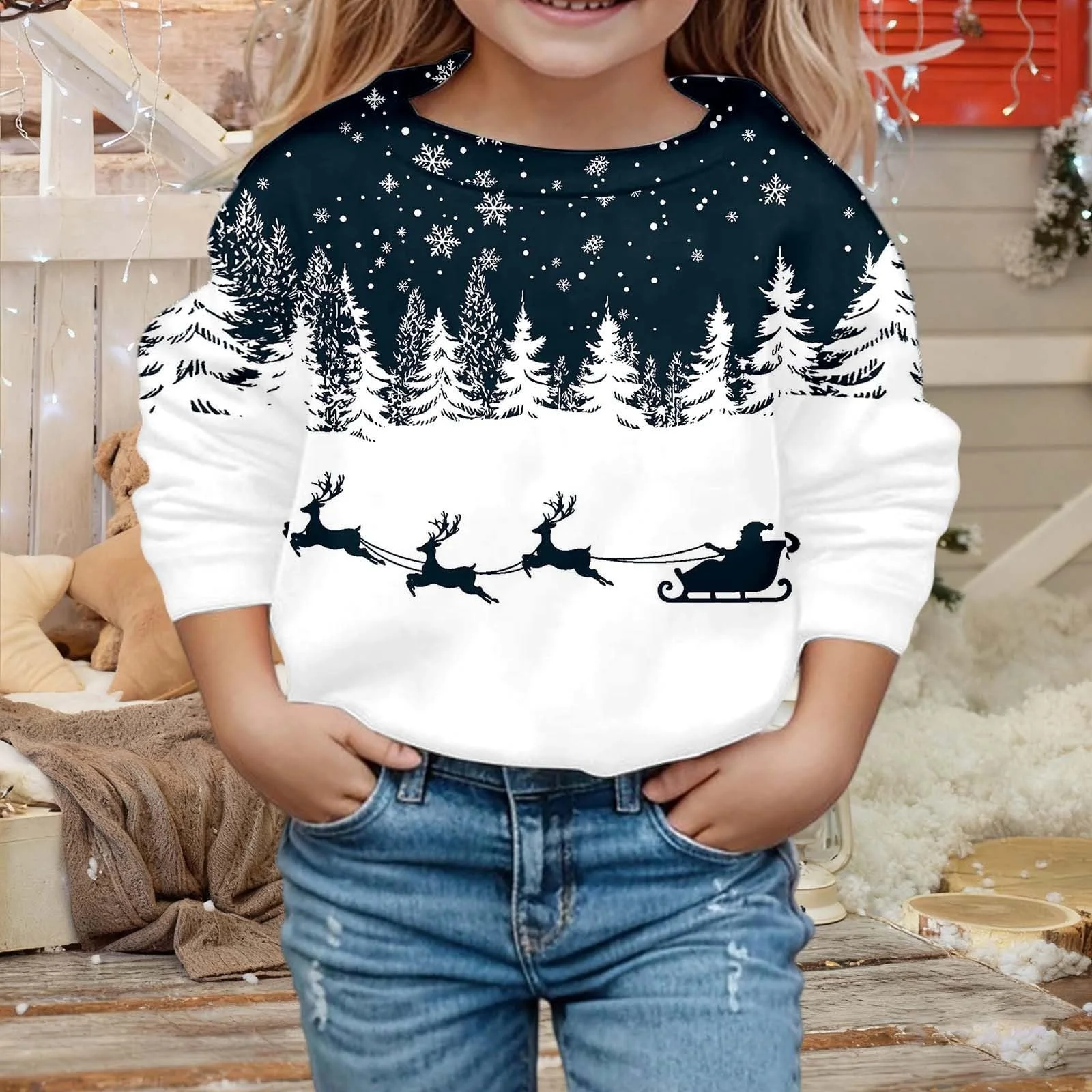 Пуловер для девочек - зимняя флисовая толстовка для мальчиков и девочек с модным принтом - уютный пуловер для детей, мягкая повседневная рубашка с длинными рукавами для активного отдыха в холодную погоду, фото №5 Пуловер для девочек - зимняя флисовая толстовка для мальчиков и девочек с модным принтом - уютный пуловер для детей, мягкая повседневная рубашка с длинными рукавами для активного отдыха в холодную погоду, фото №5