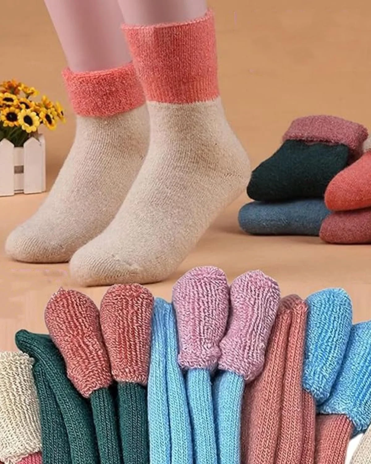 Термошкарпетки Жіночі Різнокольорові з Вовни (5 пар), фото №5