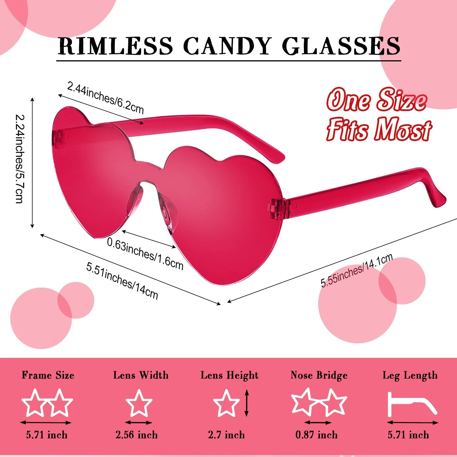 Солнцезащитные очки в форме сердца CHRORINE, без оправы, фото №2