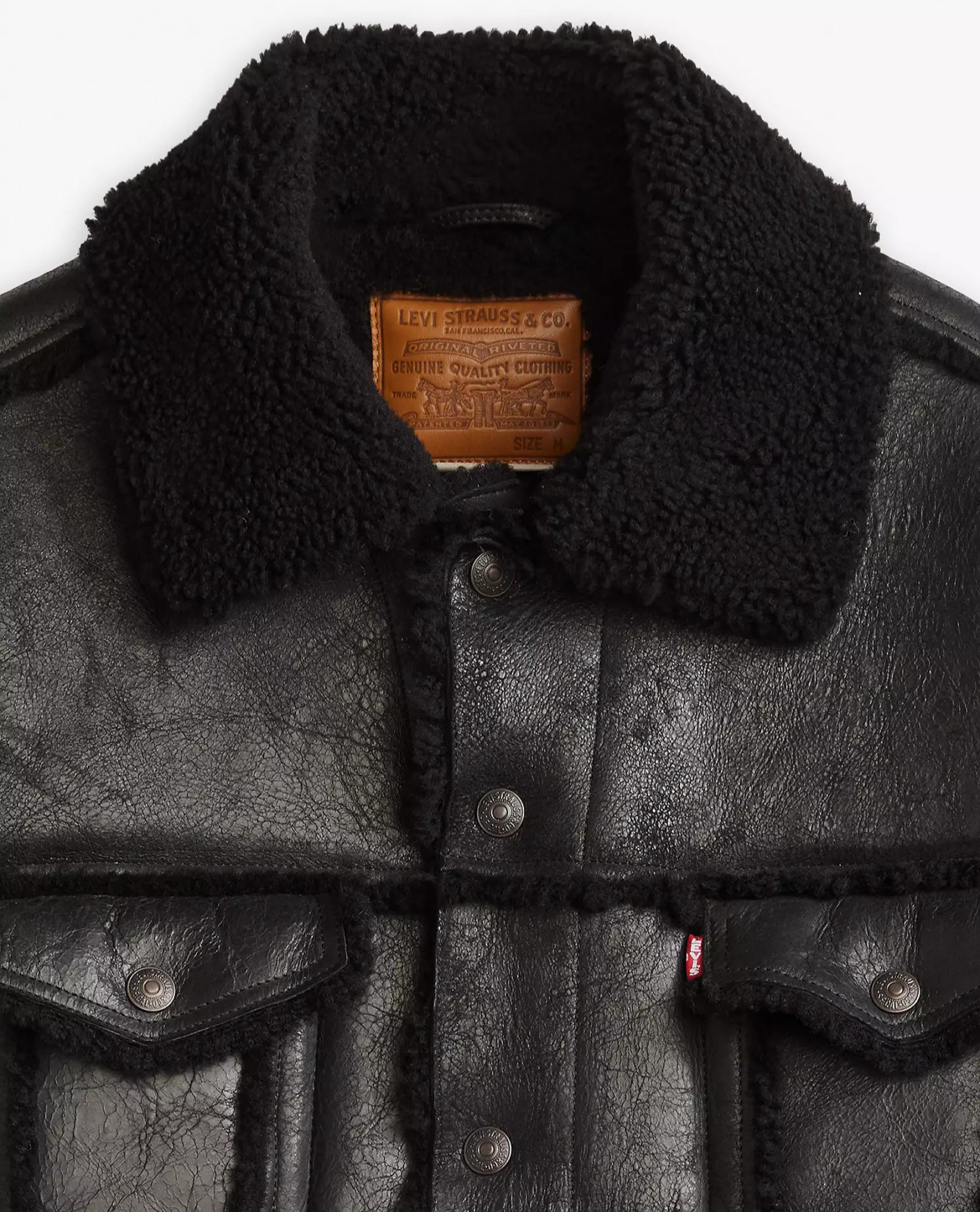 Чоловіча шкіряна куртка Levis - Shearling Trucker Goliath Sherpa - XL, фото №7