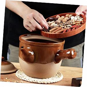Горщик для трав Ipetboom традиційний китайський керамічний термостійкий з ручкою коричневий synthetic.ua - Фото 1