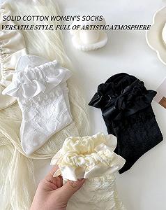 Носки Yawlsow Женские Хлопковые Кружевные С оборками Дышащие Удобные Лолита Стиль Носки до щиколотки для девушек Модные Носки принцессы synthetic.ua - Фото 1