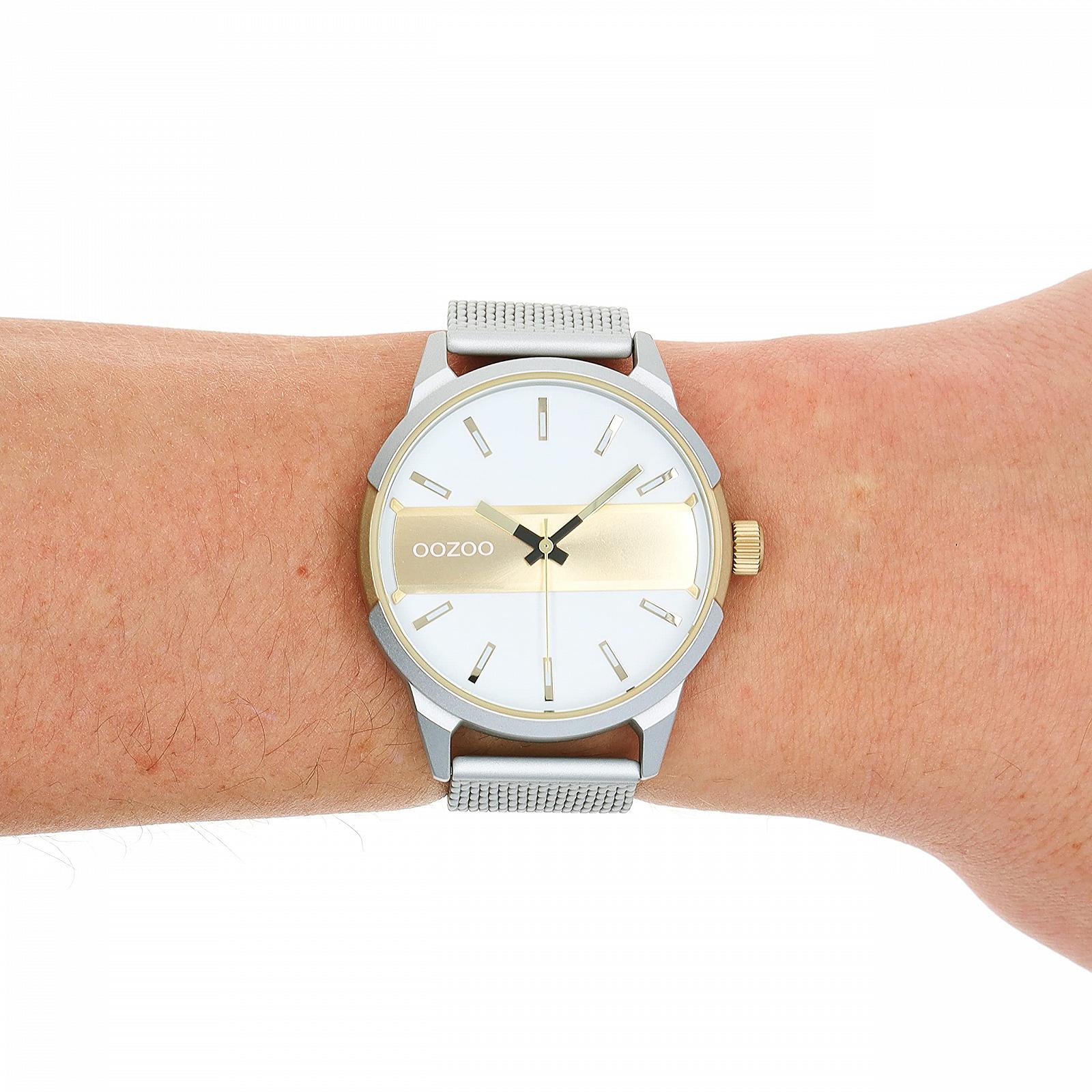 Чоловічий годинник Oozoo Timepieces з металевим сітчастим ремінцем круглий, фото №3