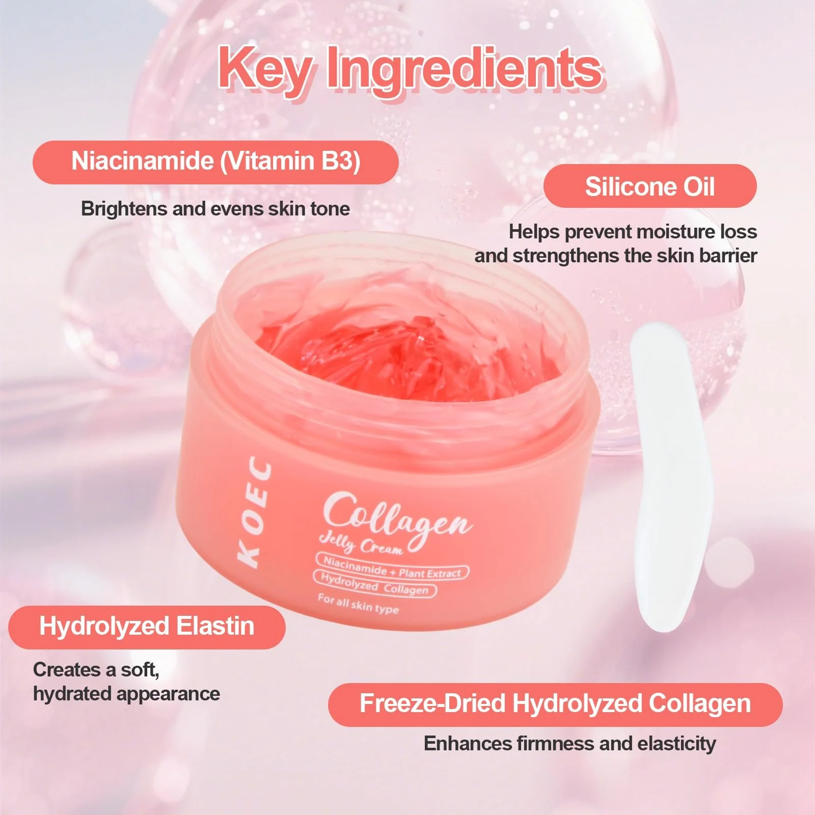 Крем для обличчя Collagen Jelly Зволожувальний з ніацинамідом та гідролізованим колагеном 100 мл, фото №3 Крем для обличчя Collagen Jelly Зволожувальний з ніацинамідом та гідролізованим колагеном 100 мл, фото №3