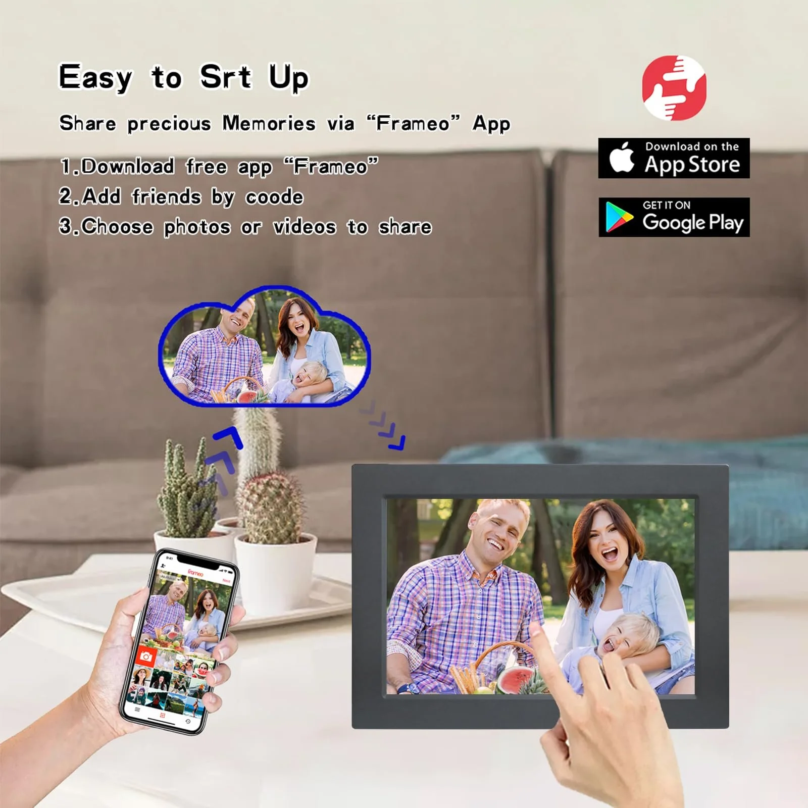 Цифровая фоторамка Frameo WiFi 10.1 дюйма 1920 x 1200 HD Touchscreen 16 GB Настенная, фото №6