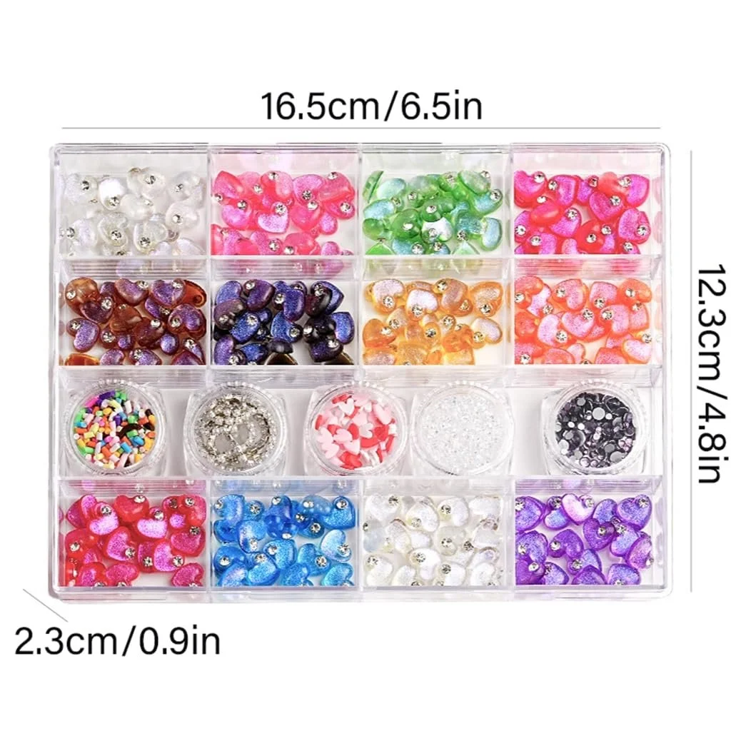 Стрази Серце Смола Плоска задня частина Серце Цвяхи Художні прикраси для акрилових нігтів, фото №9