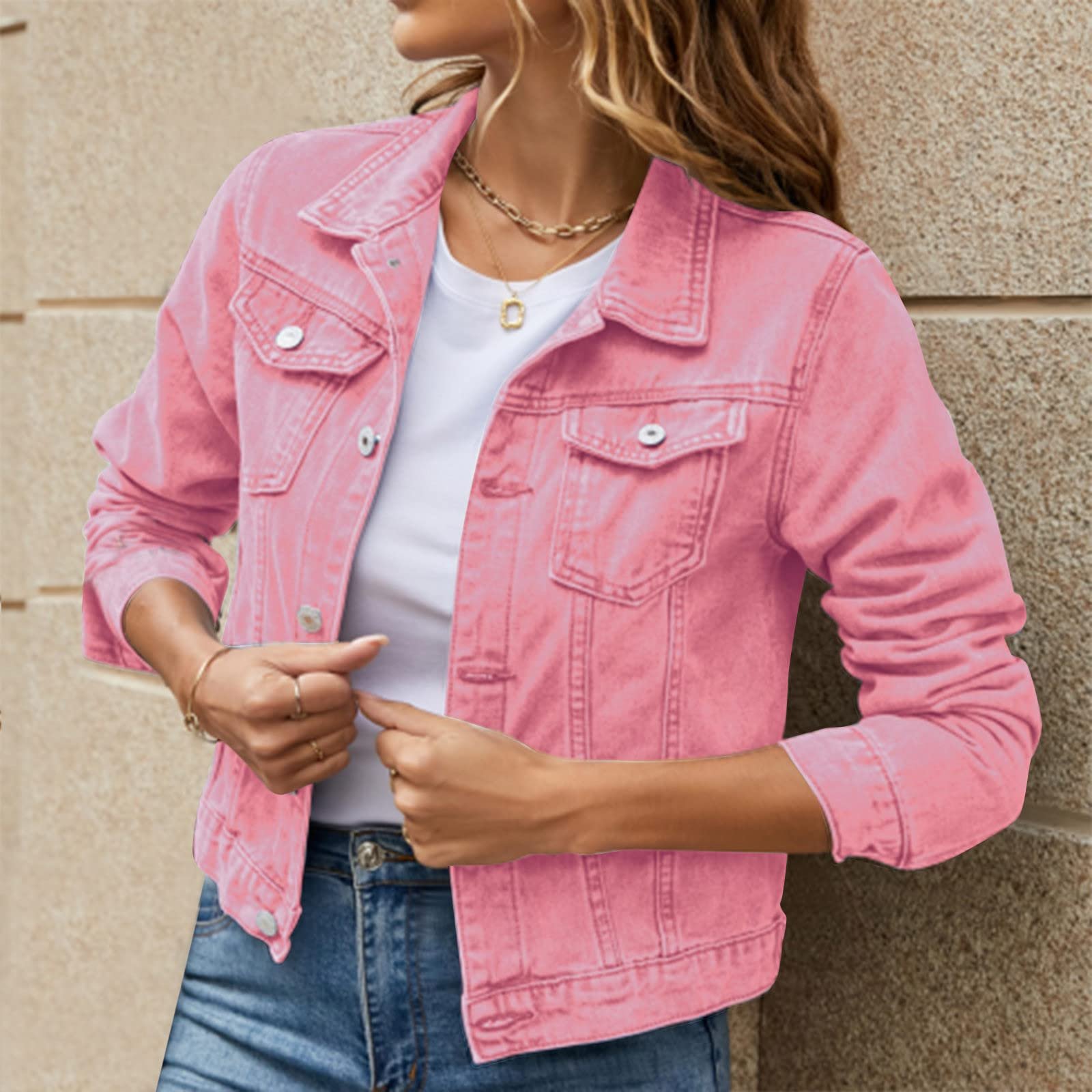 Джинсова куртка Generisch Жіноча Однотонний Чорний Fashion Streetwear, фото №3