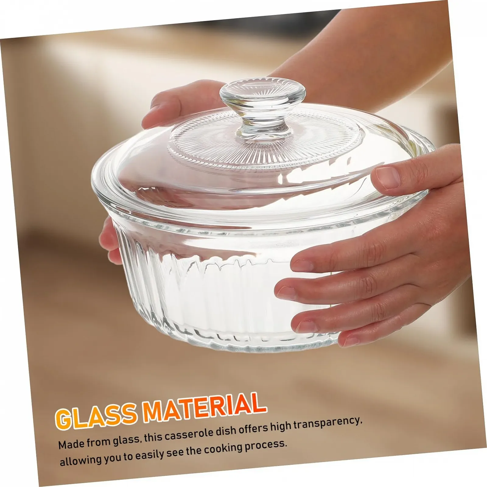 Форма для запікання кругла з кришкою боросилікатне скло, фото №3