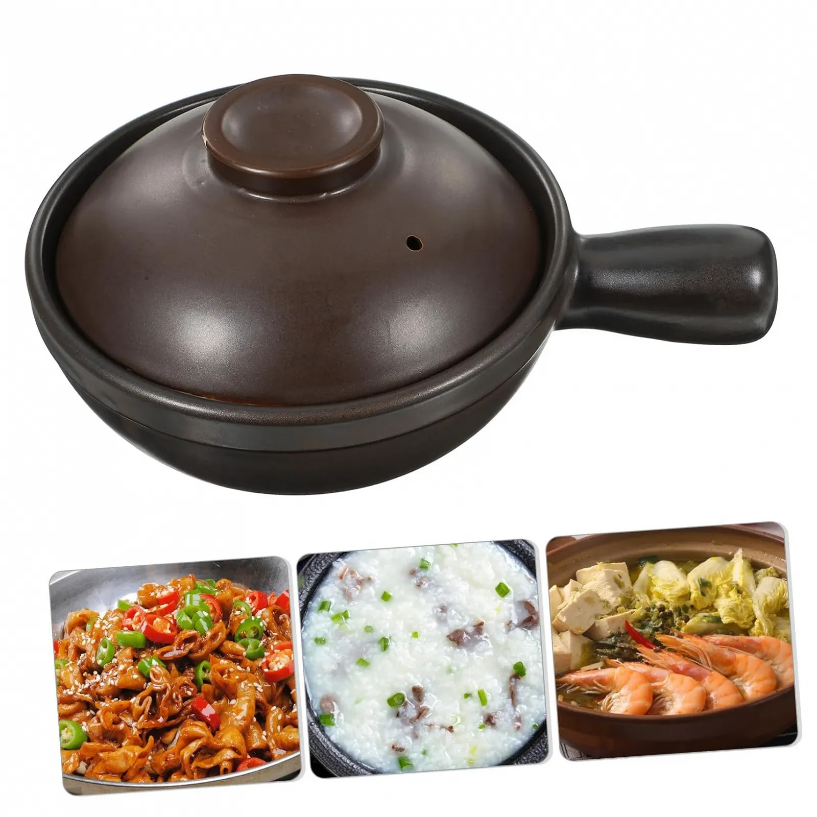 Ківш керамічний з кришкою термостійкий для газової плити, фото №3