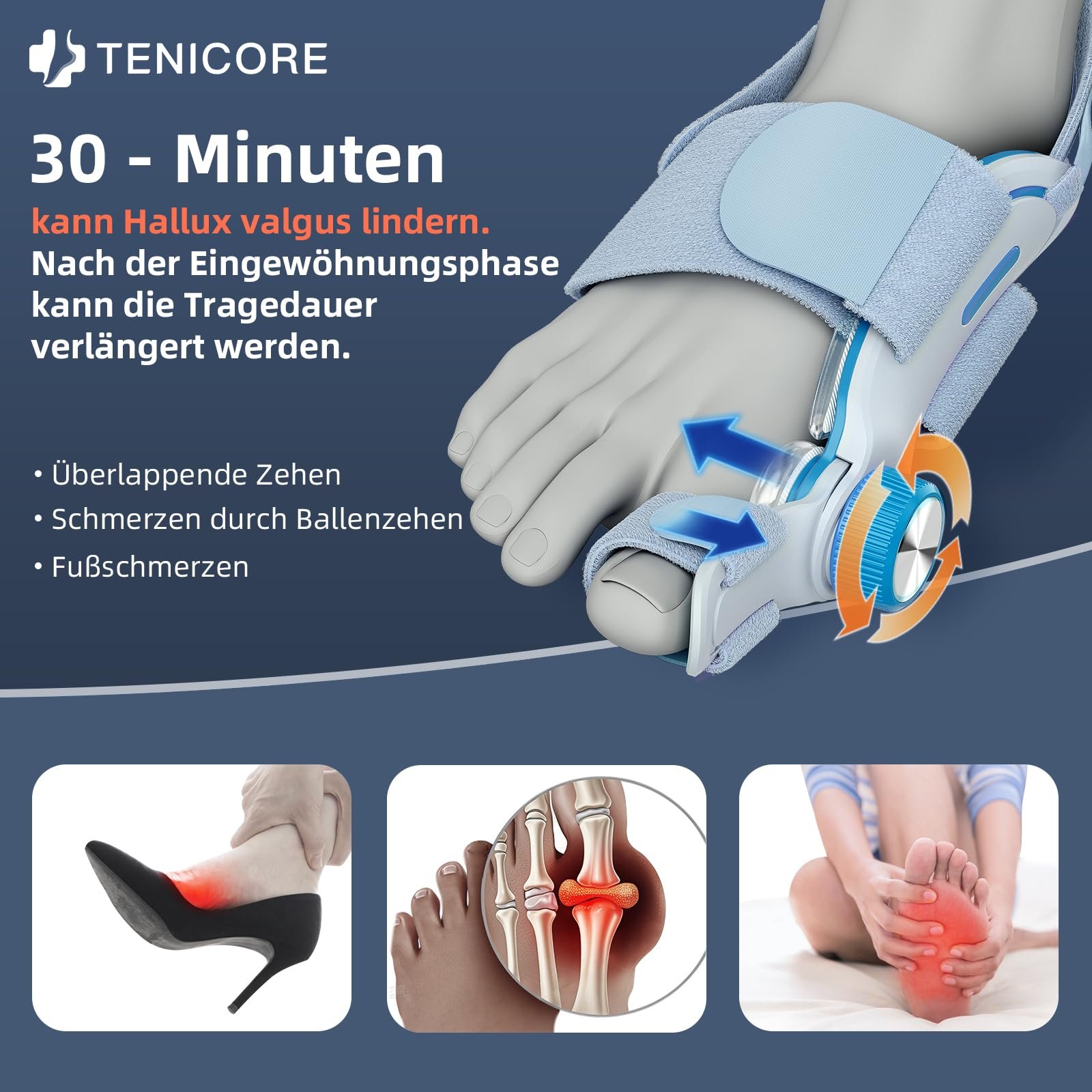 Шина Hallux Valgus для корекції великого пальця стопи з 3 різними кутами кріплення, фото №4