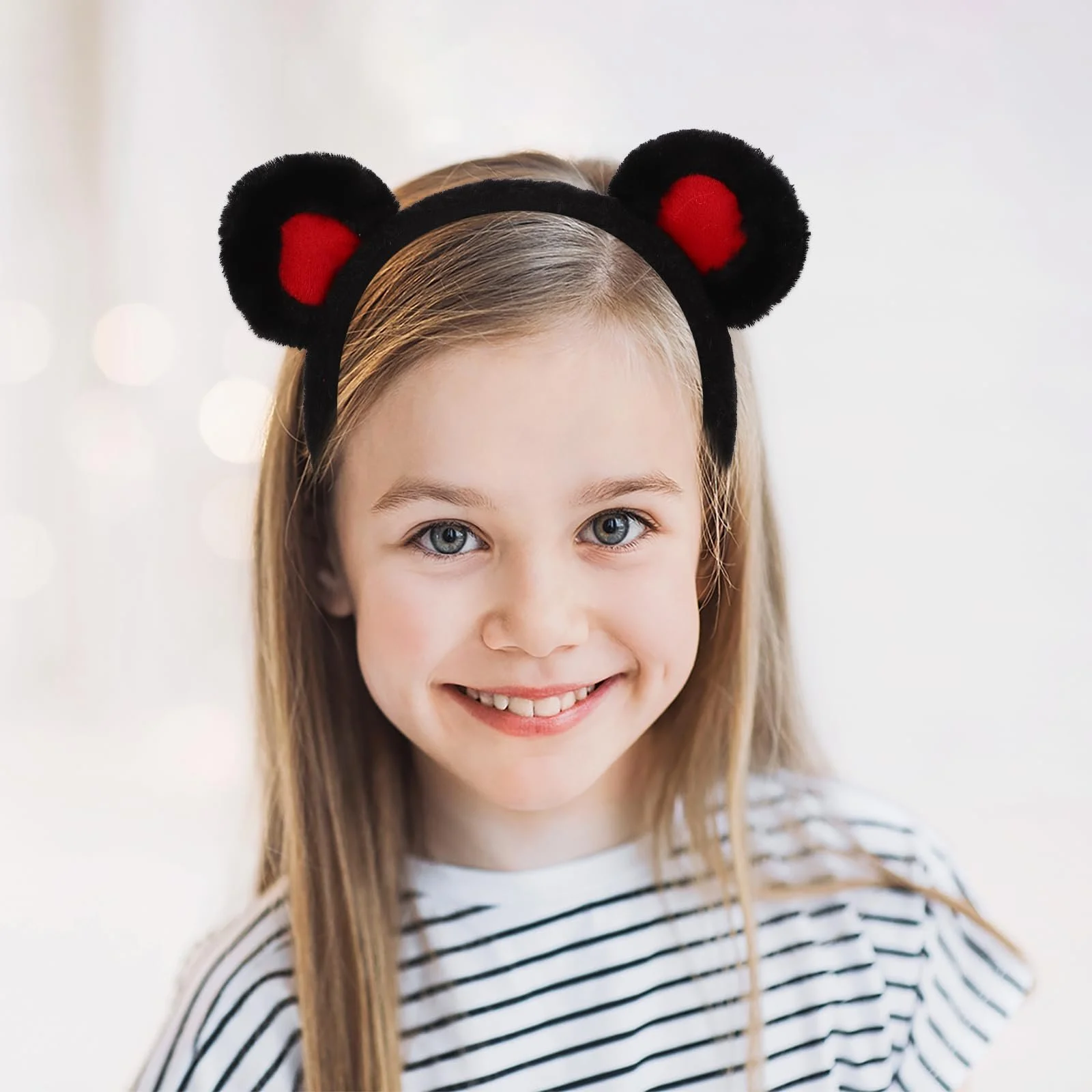 Обруч на голову Ведмежі Вушка Чорний Червоний, фото №9