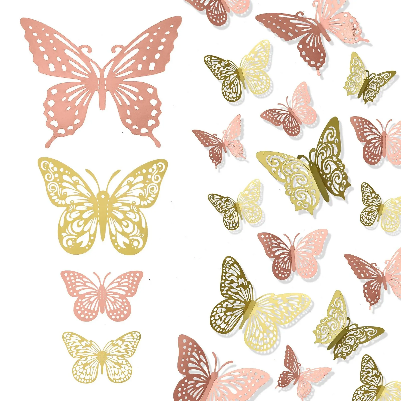 Декоративні наклейки Метелики 3D PET 24 шт. Золото та рожеве золото, фото №1 Декоративні наклейки Метелики 3D PET 24 шт. Золото та рожеве золото, фото №1