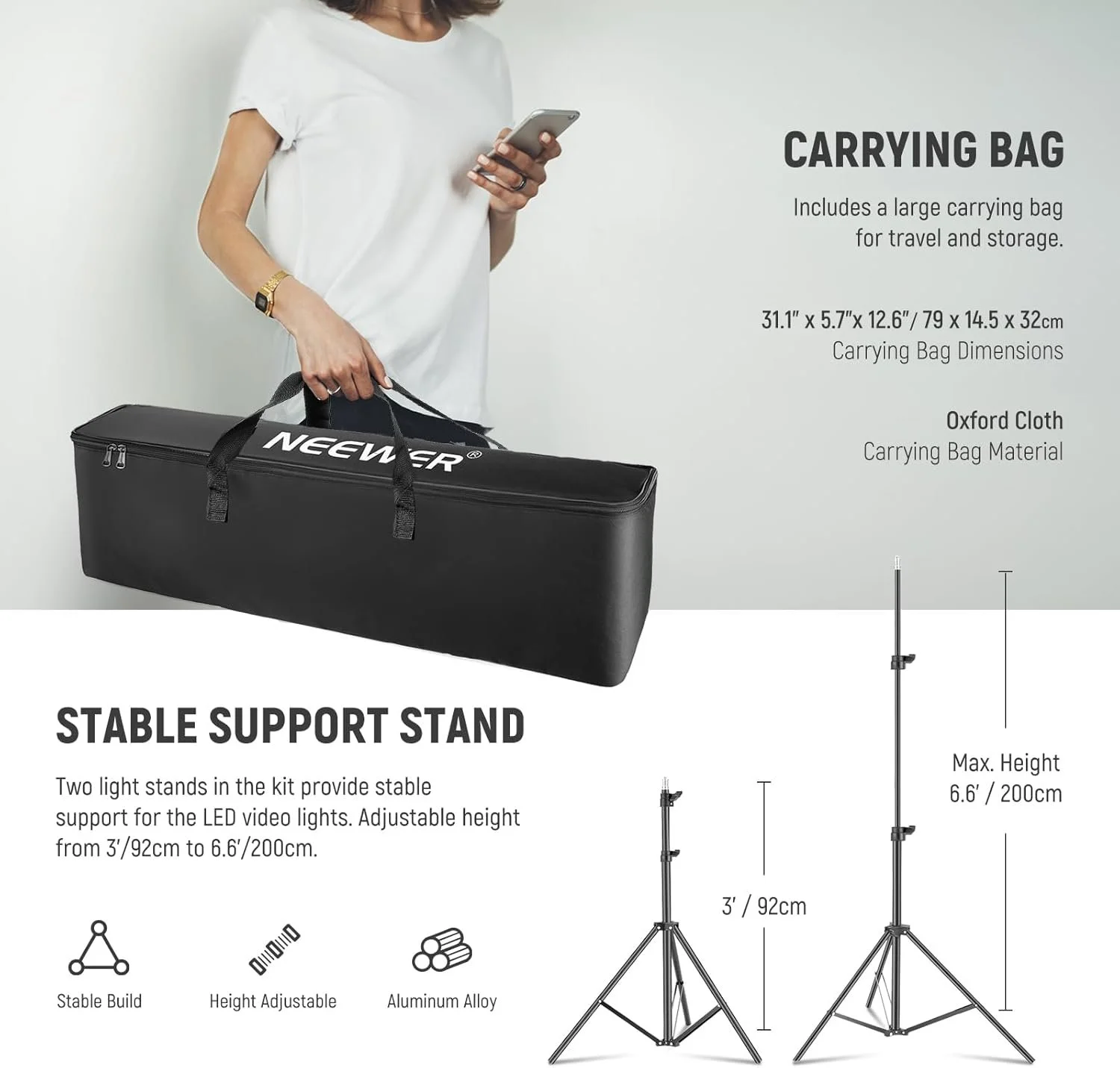 Комплект студийного видеосвета Neewer RGB660 PRO II Черный, фото №8