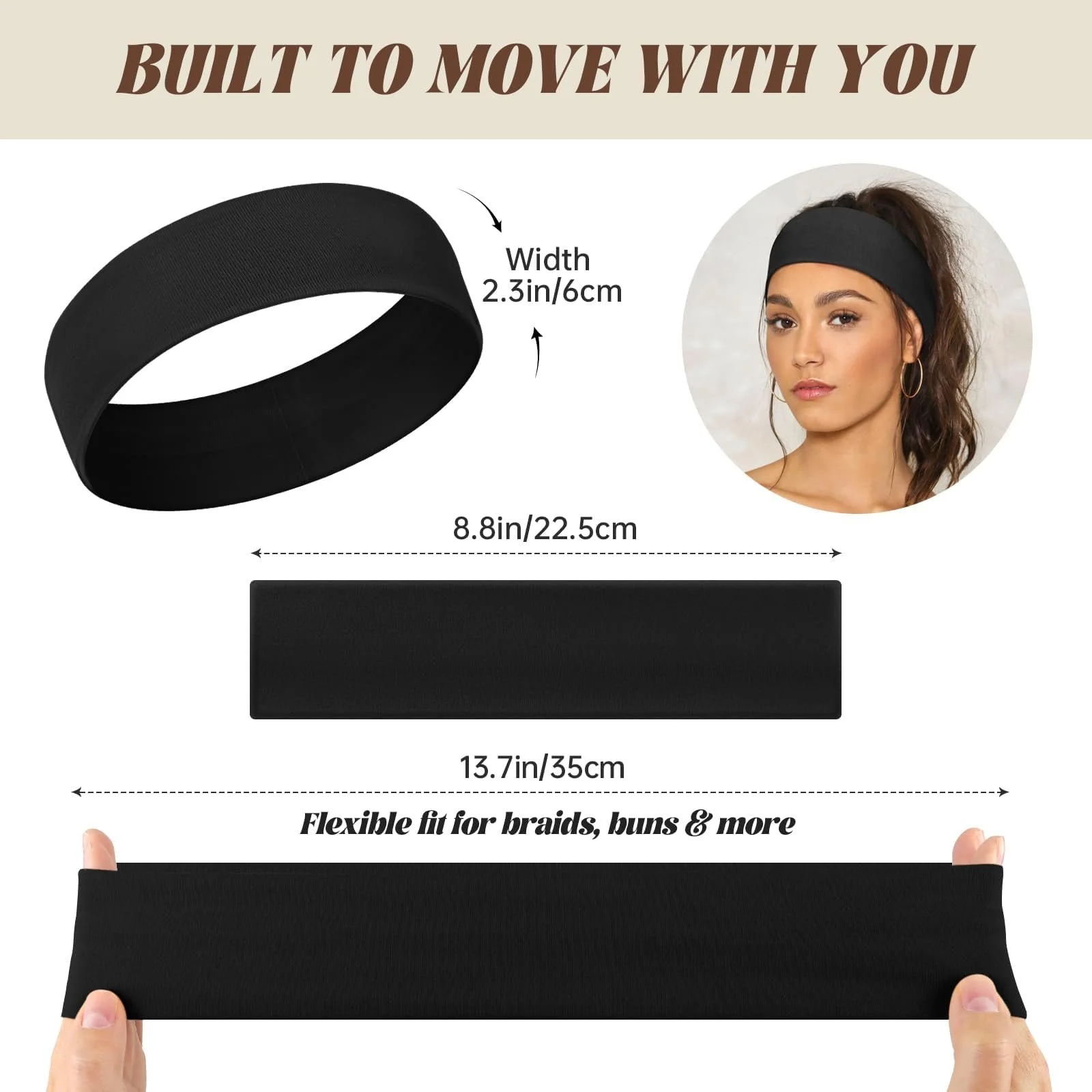 Спортивна Пов'язка на Голову Чорний, Набір з 6 штук, фото №7 Спортивна Пов'язка на Голову Чорний, Набір з 6 штук, фото №7