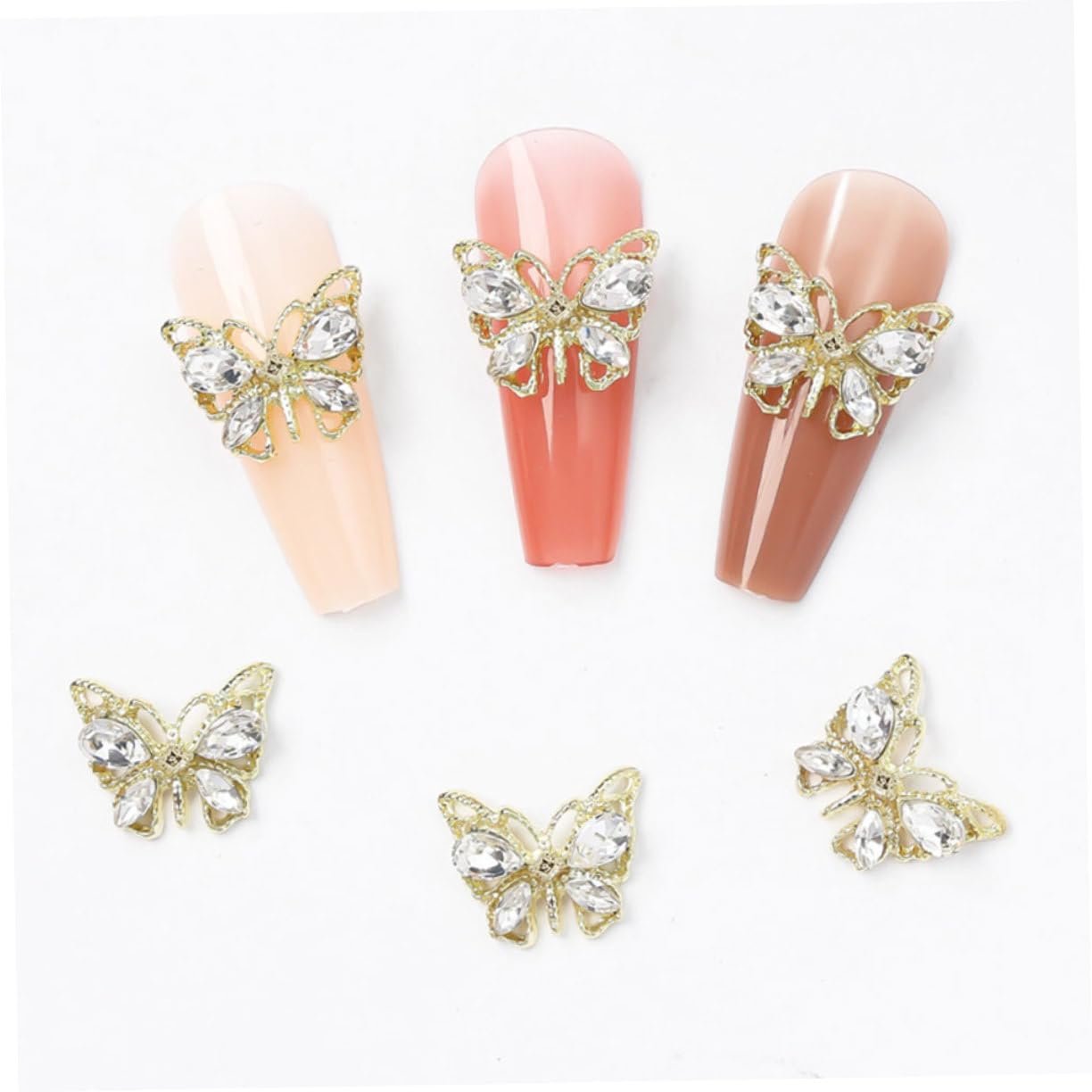 3D Украшения для ногтей Бабочки Акриловые Стразы Набор из 10 шт. Металлические подвески для маникюра, фото №6