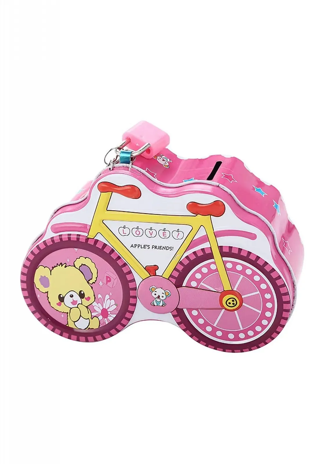 Скарбничка Велосипед металева з замком рожева велика, фото №1