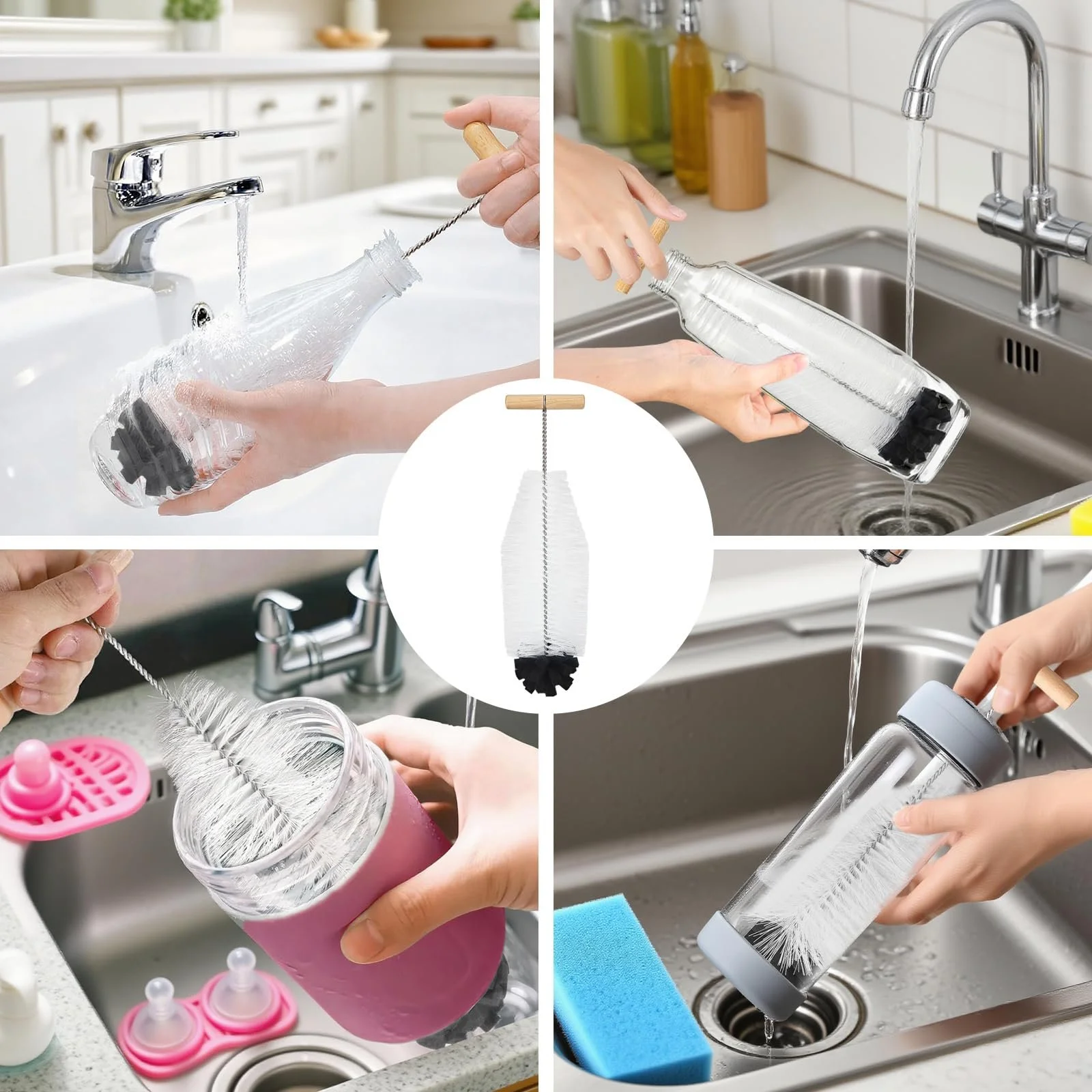Щітка для пляшок Sodastream 32 см 2 шт. з ергономічною ручкою біла щетина та чорна губка, фото №7 Щітка для пляшок Sodastream 32 см 2 шт. з ергономічною ручкою біла щетина та чорна губка, фото №7