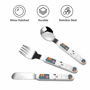 Набір дитячих столових приборів з малюнком кошенят, 3 предмети, багаторазовий synthetic.ua - Фото 1