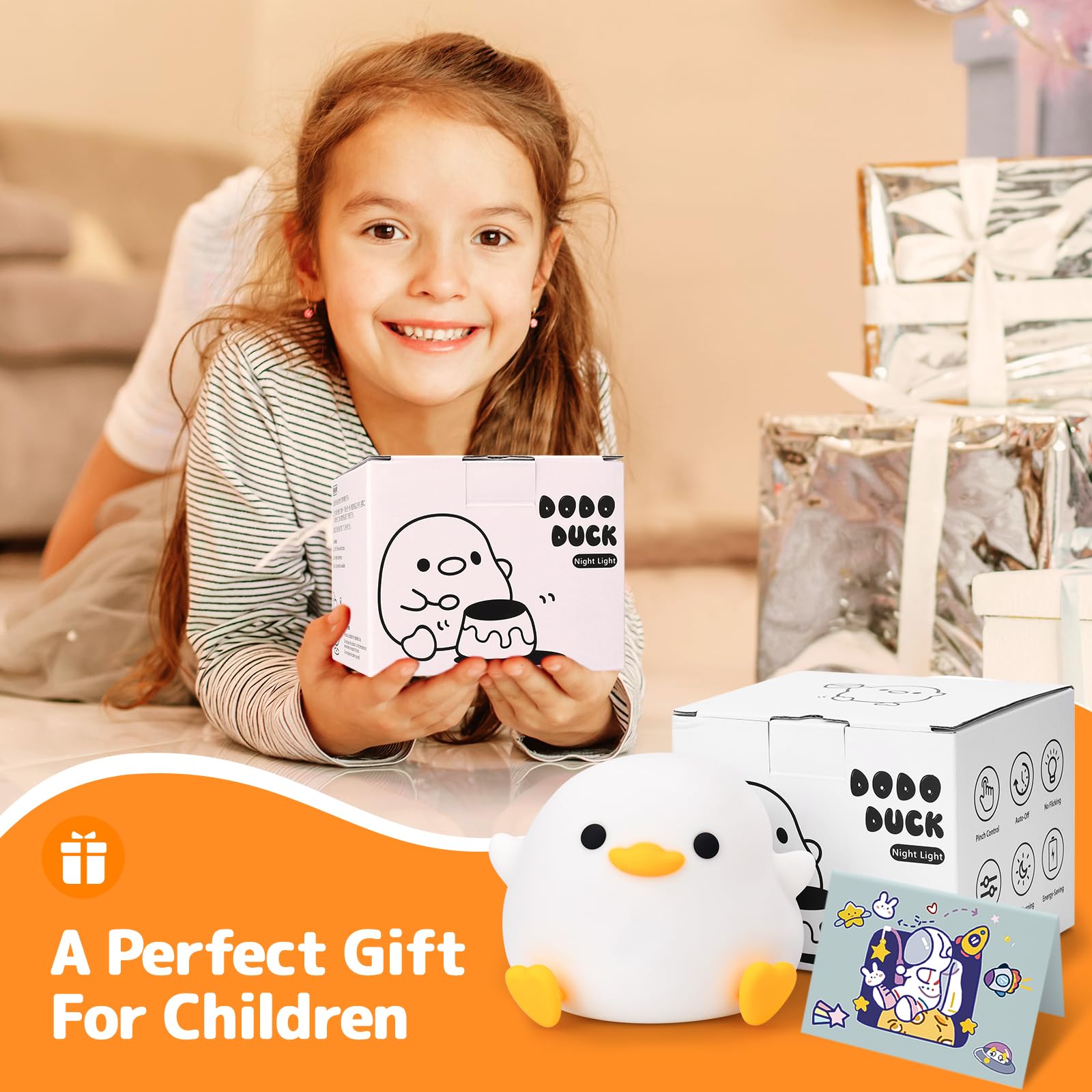 Ночник UCAMP Children's LED Силиконовый Прикроватная Лампа с Диммером сенсорная и Таймером USB Перезаряжаемый Декор Детский, фото №4