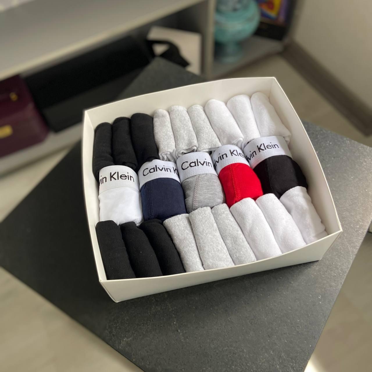 Мужской комплект Premium Box Calvin Klein White 5 шт трусов 18 пар носков XXL, фото №3