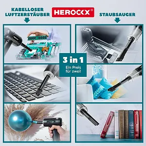 Електрична повітродувка HEROCKX 3 швидкості 2000 мАг LED USB-C synthetic.ua - Фото 1