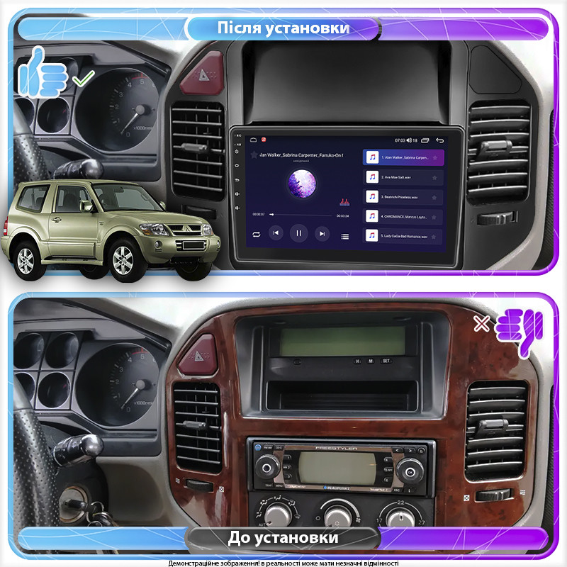 Станна магнітола Lesko 9 Mitsubishi Pajero III Рестайлінг 2002-2006 4/64Gb CarPlay 4G Wi-Fi GPS Prime, фото №4