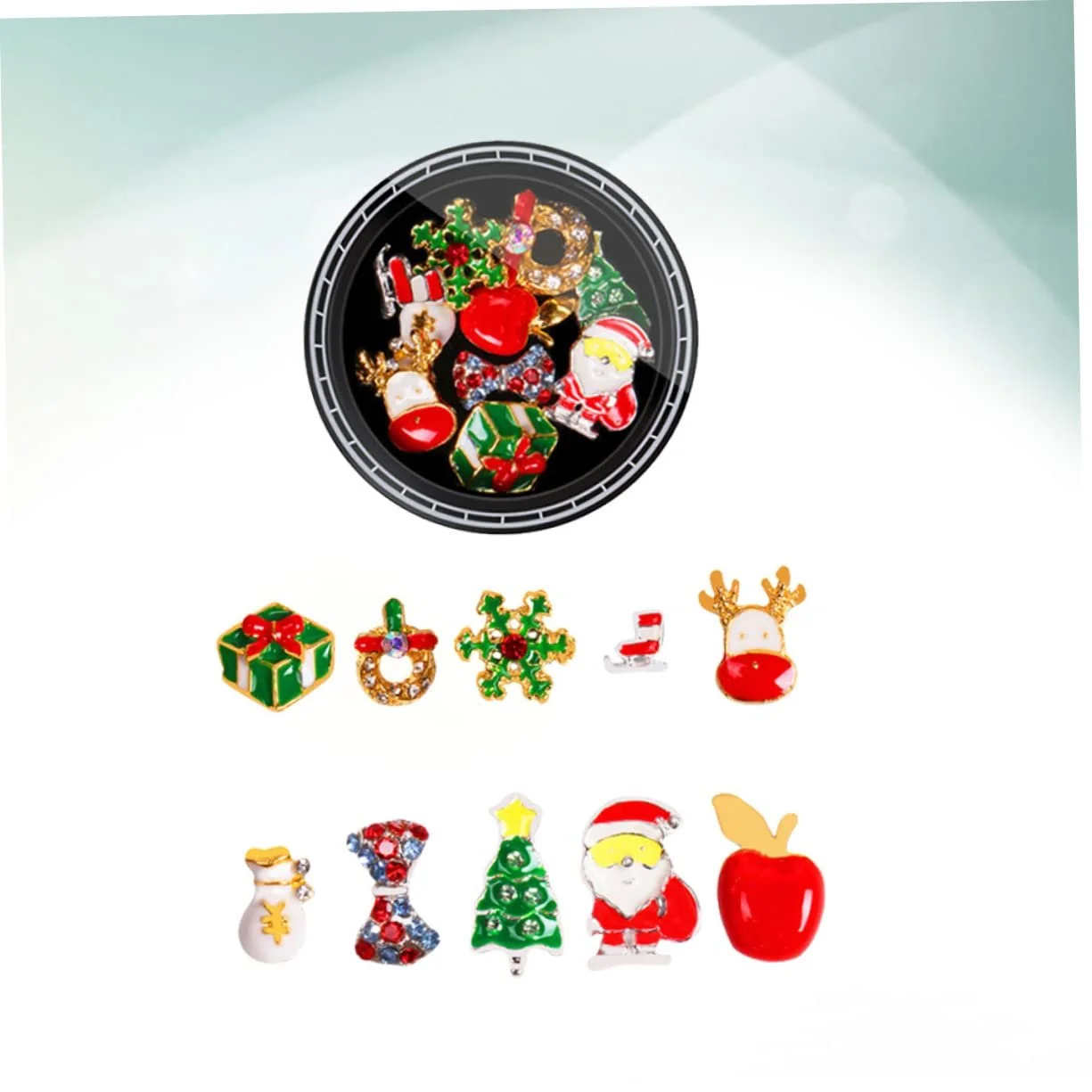 Украшения для ногтей FRCOLOR Рождественские 2 шт. Аксессуары для маникюра со сплавными заклепками Санта Клаус и снежинки Креативные украшения для ногтей для праздничных случаев, фото №4